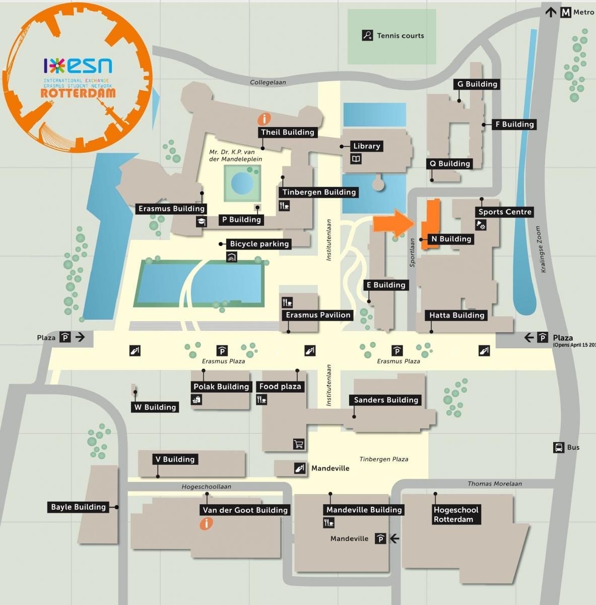 地図のエラスムス大学ロッテルダム 