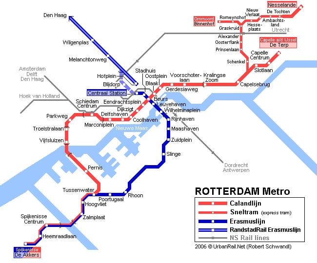 ロッテルダム公共交通機関地図