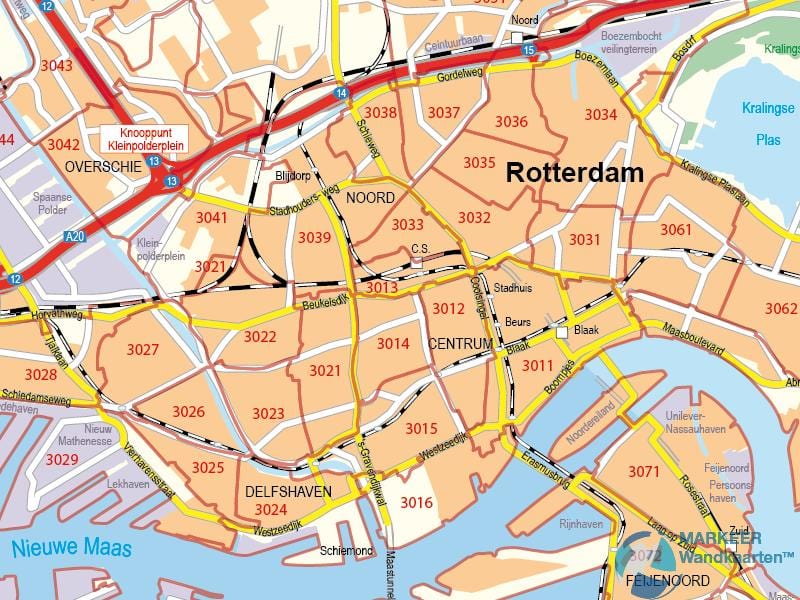地図のロッテルダムの郵便番号 